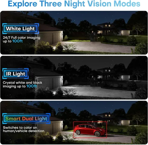 Vista 4 de Cámara Bullet PoE 4K para exteriores, cámara IP disuasoria activa de 8 MP, noche de color inteligente (98 pies), audio bidireccional, detección