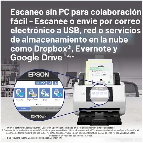 Vista 5 de Epson Escáner de documentos a color de red inalámbrica DS-790WN