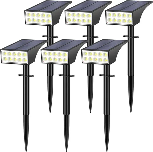 Vista 9 de WENATY Focos solares para exteriores, impermeables, IP65, LED brillantes, iluminación solar de paisaje para patio de jardín exterior, focos