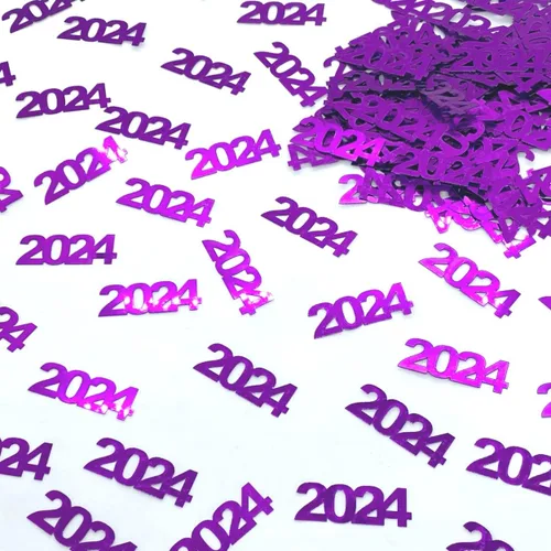 Vista 15 de Confeti Año 2024 Negro - Paquete al por menor #7630 QS0