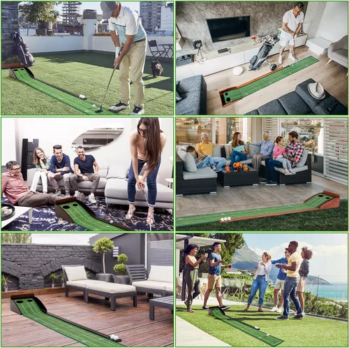 Vista 6 de Putting Green Putting Matt para interior Golf Putting Mat - Putting Mat interior con pelota. Mate para práctica de golf, portátil y fácil