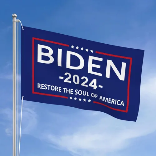 Vista 2 de Bandera Biden 2024 Restore The Soul Of America Bandera Joe Biden Kamala Harris Flag Pro Biden Bandera Premium de doble cara 3 x 5 pies, pancarta