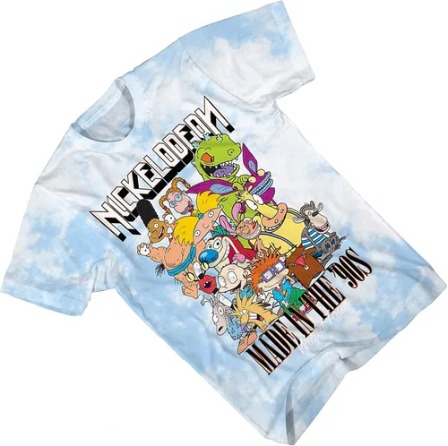 Vista 4 de Nickelodeon Camisa de dibujos animados de los años 90 para hombre, Rugrats Hey Arnold Ren & Stimpy Rocko's Modern Life Tie Dye Camiseta