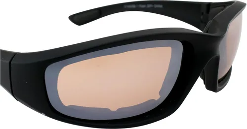 Vista 6 de MAXX Gafas de sol acolchadas de espuma TR90 para motocicleta, montura negra con lentes ámbar HD