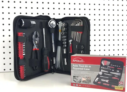 Vista 8 de Apollo Tools DT9774 - Juego de 56 herramientas compactas SAE en estuche con cremallera, juego de herramientas mecánicas pequeñas para emergencias