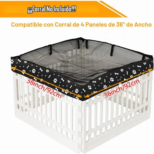 Vista 2 de Cubierta superior de malla para corralito para perros de 36 pulgadas con 4 paneles, cubierta de jaula para perros, tienda de campaña para mascotas