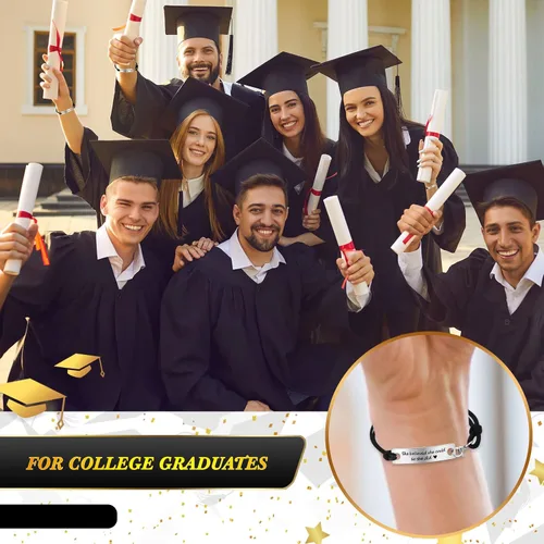 Vista 3 de Batiyeer 30 pulseras inspiradoras de graduación, regalos inspiradores para la clase de 2024, pulseras motivacionales ajustables con citas