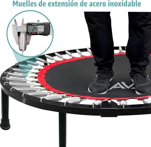 Vista 4 de RAVS Mini Trampolín para Niños y Adultos de 40"/48" Plegable de Fitness Reboteador Trampolín para Niños con Manija Ajustable en Altura de 5 Niveles