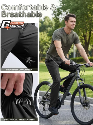 Vista 5 de FREE SOLDIER Pantalones de senderismo impermeables para hombre, ligeros, elásticos, con 5 bolsillos