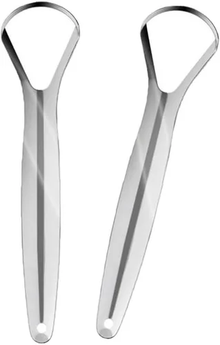 Vista 10 de Raspador de lengua para adultos para reducir el mal aliento, limpiadores de lengua de acero inoxidable, raspador de lengua de metal, limpiador