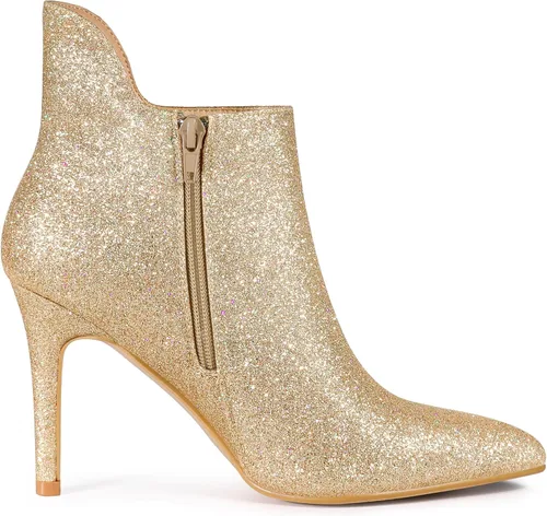 Vista 6 de Allegra K Botines de tacón de aguja brillantes con recorte de punta y purpurina para mujer