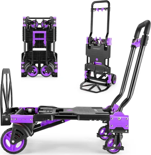 Vista 14 de Carro de mano plegable de 330 libras, de transporte resistente, combinación de cuatro ruedas y dos ruedas convertible carrito Dolly con mango