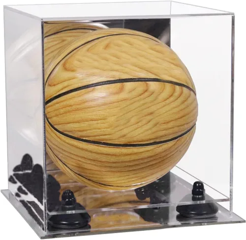 Vista 17 de Better Display Cases Mini acrílico - Miniatura (no tamaño completo) Baloncesto vitrina con elevadores negros y espejo (A015-BR)