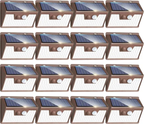 Vista 21 de Peasur Luces Solares para Exteriores con Sensor de Movimiento, 140 LED Luz Solar Alimentada por Energía Solar para Cerca Impermeable, 3 Modos