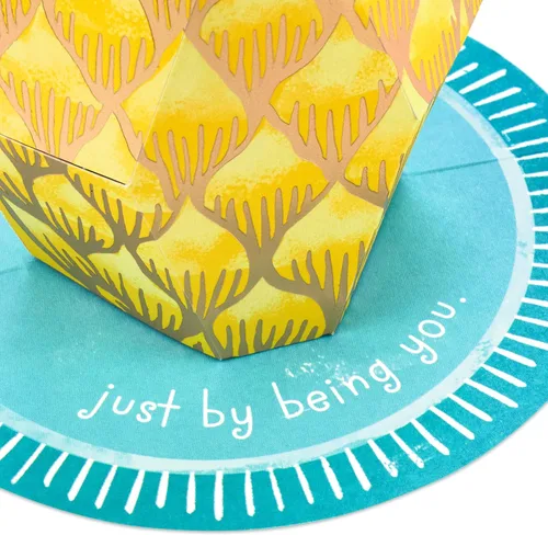 Vista 3 de Hallmark Paper Wonder - Tarjeta de cumpleaños, tarjeta de agradecimiento, tarjeta de motivo, tarjeta para todas las ocasiones (piña)