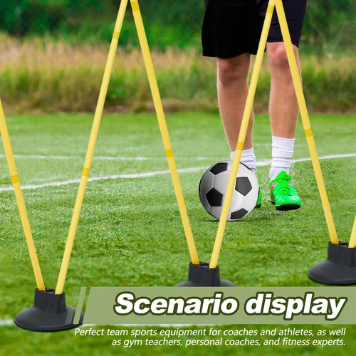 Vista 5 de Wenqik Juego de 12 bastones de agilidad de fútbol con 6 bastones de entrenamiento, bases de fútbol, poste de velocidad desmontable, altamente