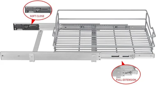 Vista 6 de Organizador de gabinete extraíble, (11½ pulgadas de ancho x 20 pulgadas de profundidad), cajón extraíble de cierre suave, organizador deslizante