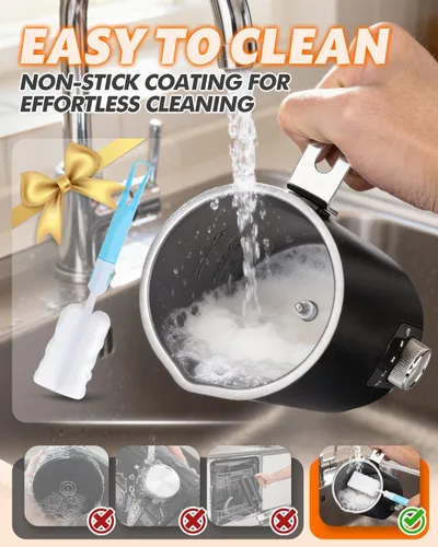 Vista 11 de Espumador de leche eléctrico 5 en 1, espumador de leche automático para hacer chocolate caliente con mango de grano de madera, calentador de leche