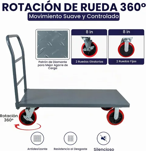 Vista 6 de 5Seconds Carrito de plataforma, capacidad de 3300 libras, placa de diamante Carrito de diamantes-gris