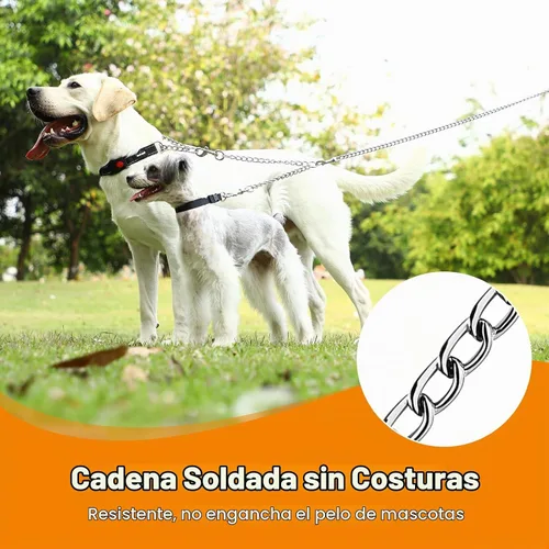 Vista 6 de PETTOM Correa de cadena de metal para perros, cuerda de acero resistente a prueba de mordidas con mango acolchado para perros medianos y grandes