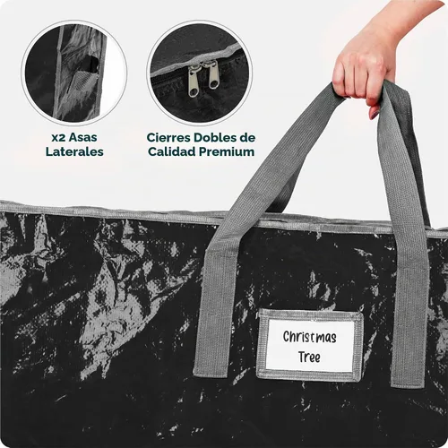 Vista 5 de Bolsa de almacenamiento para árbol de Navidad - Almacena un árbol de Navidad artificial de 7.5 pies, material impermeable duradero, bolsa