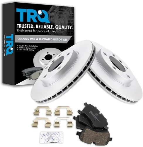 Vista 73 de TRQ Juego de pastillas de freno delantero y rotores con revestimiento de cerámica compatible con Jeep Compass Patriot 2017
