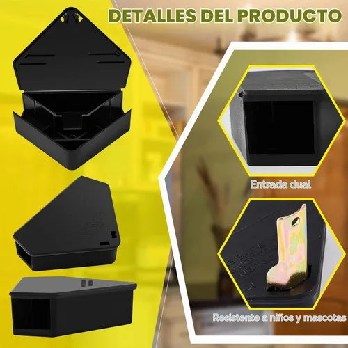 Vista 4 de Qualirey 2 estaciones triangulares de cebo para ratones, 5 x 3 pulgadas Negro