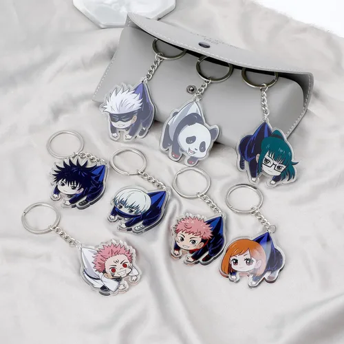 Vista 7 de G-Ahora Llavero de punto de dibujos animados X FAMILY Llavero Jujutsu Llavero Anime Llavero Regalo para Adolescente Estudiante