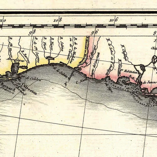 Vista 3 de Antiguos Maps Área caribeña incluyendo las Indias Occidentales y del Golfo de México por Pierre Lapie alrededor de 1806 Póster artístico