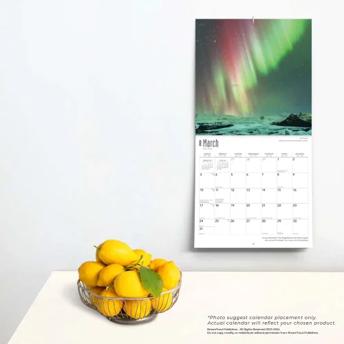 Vista 4 de Aurora Borealis Les aurores boréales 2024 12 x 24 Inch Monthly Square Wall Calendar Foil Stamped Cover EnglishFrench Bilingual BrownTrout USA
