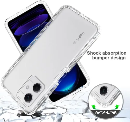 Vista 7 de Funda para Redmi Note 12 5G, Poco X5 5G 22111317PG con protector de pantalla de vidrio templado, protección de cuerpo completo transparente 360 duro