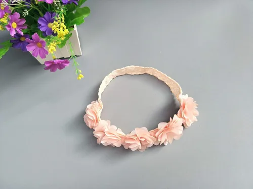 Vista 2 de Diademas florales para niñas con cinta de grogrén y estrellas de piel sintética para niños como fiestas, bodas, fotografía, accesorios