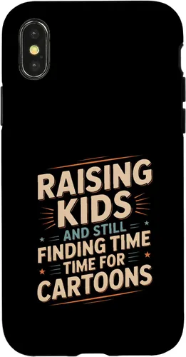 Vista 5 de Raising Kids and Still Finding Time Time for Cartoons Humor Case for iPhone XR