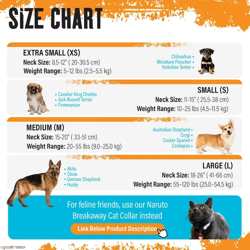Vista 7 de Collar de perro Naruto para perros grandes, medianos, pequeños y XS: collar para perros de anime con licencia oficial de Naruto Shippuden Arena