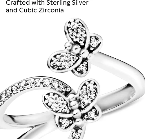 Vista 4 de PANDORA Jewelry Sparkling Butterfly Open Cubic Zirconia Ring in Sterling Silver