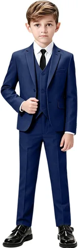 Vista 8 de Traje para niño, formal, ajustado, esmoquin, 5 piezas, traje de boda, blazer, pantalones, chaleco, trajes para niños