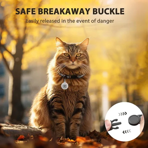 Vista 5 de Collar de Gato con Liberación de Seguridad con Etiqueta de Nombre de Código QR, Collares Reflectantes para Gatitos con Cascabel, Etiqueta