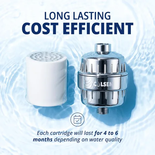 Vista 3 de COLSEN Filtro de ducha de repuesto – Suavizador de agua de baño universal para tina, sistema de filtración de 15 etapas, purificador de mano