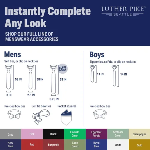 Vista 7 de LUTHER PIKE SEATTLE Corbata para niños - Lazos ajustables con cremallera para niños