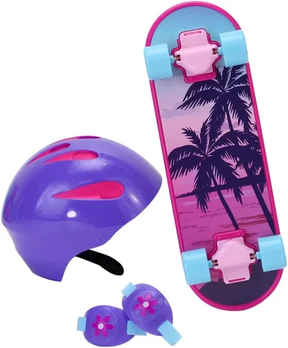 Vista 5 de Sophia's Palm Tree - Juego de monopatín, casco y rodilleras de 18 pulgadas, multicolor