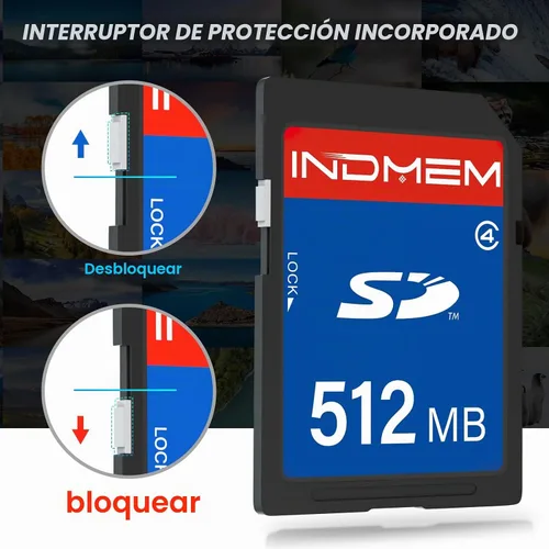 Vista 7 de Tarjeta SD de 512 MB (Paquete de 2), Tarjetas de memoria flash Clase 4 MLC, Tarjetas Secure Digital estándar de 512 MB (2 piezas)