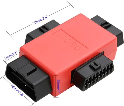 Vista 5 de iKKEGOL Pocket OBD2 OBDII Full 16 Pin Macho a 3 Hembra 1 a 3 OBD Cable Divisor Convertidor Adaptador para Diagnóstico Extensor Rojo (Rojo)