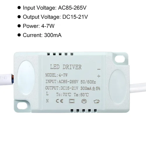Vista 4 de PATIKIL 4-7W 300mA LED Driver, paquete de 5 AC 85-265V Salida 15-21V DC Conector hembra Conector Rectificador de corriente constante Transformador