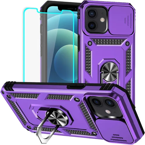 Vista 15 de HNHYGETE Funda para iPhone 12 / iPhone 12 Pro con protector de pantalla: [grado militar de 20 pies probada en caídas] anillo a prueba de golpes