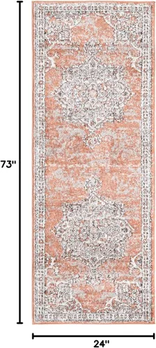 Vista 2 de Unique Loom Colección Nyla - Alfombra de área - Smile (Runner 2 pies 0 pulgadas x 6 pies 0 pulgadas, rosa salmón/negro)