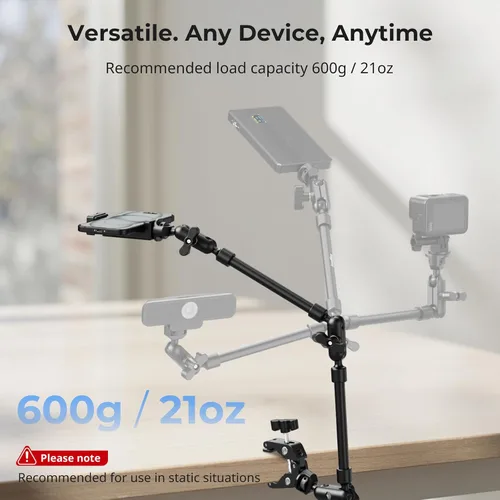 Vista 2 de SMALLRIG 22" Magic Arm Clamp, Overhead Phone Mount Holder Stand, Camera Arm Soporte flexible para cámara de escritorio, brazo articulado