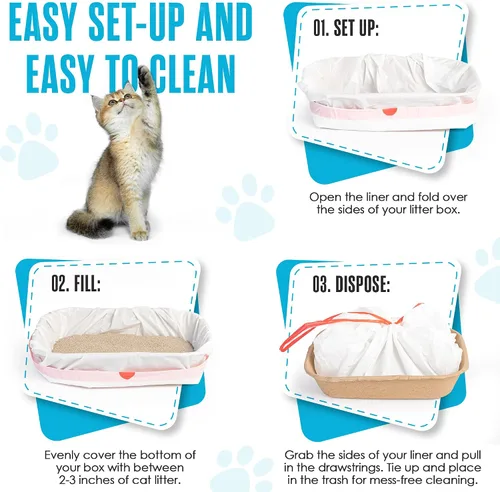Vista 7 de Houseables Bolsas de arena para gatos, forros de caja de arena, bolsas de caja de arena, bolsas de caja de arena, paquete de 30, para bandeja