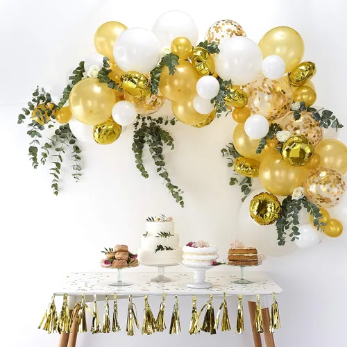 Vista 3 de Ginger Ray Kit de arco de globos dorados para decoración de fiesta, paquete surtido de 70