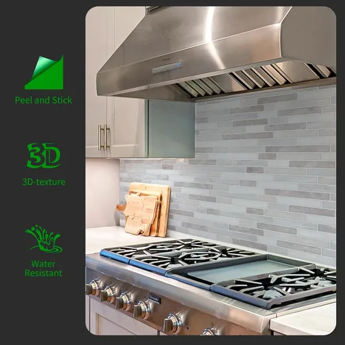 Vista 2 de LONGKING Protector contra salpicaduras de mármol despegable y adhesivo de 10 hojas para cocina, protector contra salpicaduras de azulejos