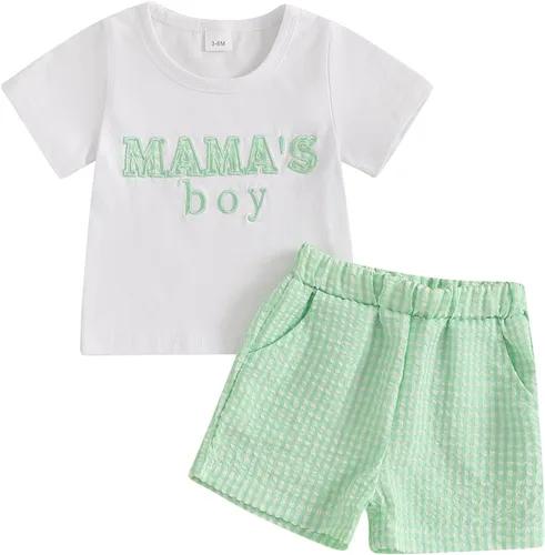 Vista 15 de Conjunto de camiseta de manga corta para bebé y niño, ropa de verano para bebé, pantalones cortos elásticos enrollados C- azul